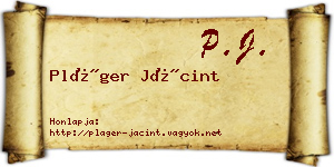 Pláger Jácint névjegykártya